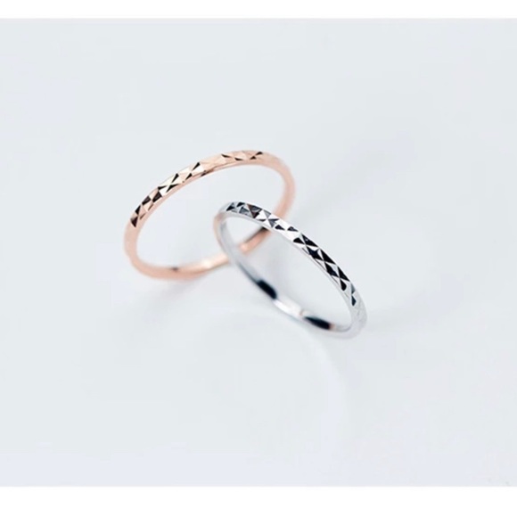 Multi-Faceted Dainty Skinny Rose Gold S925 Minimalist Stackable Ring Size 5.5 - Picture 7 of 8